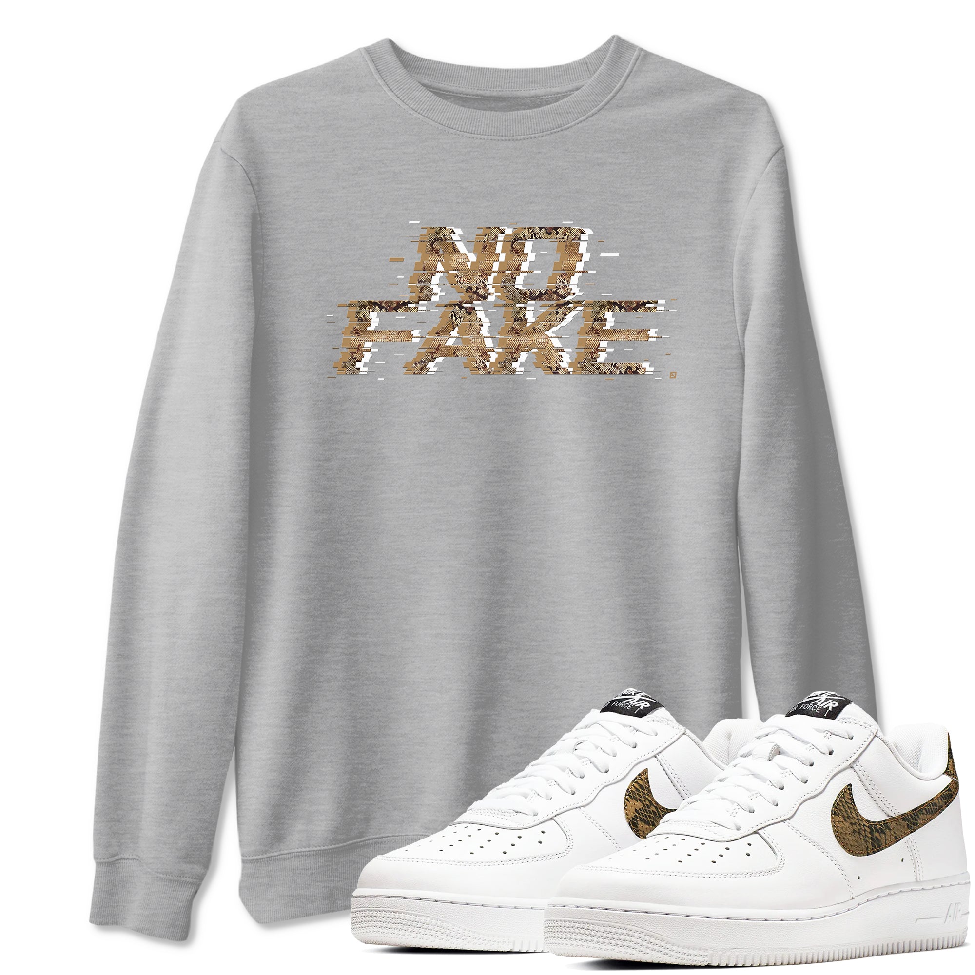 No Fake Glitch snkmatch Tees - Air Force 1 Ivory Snake