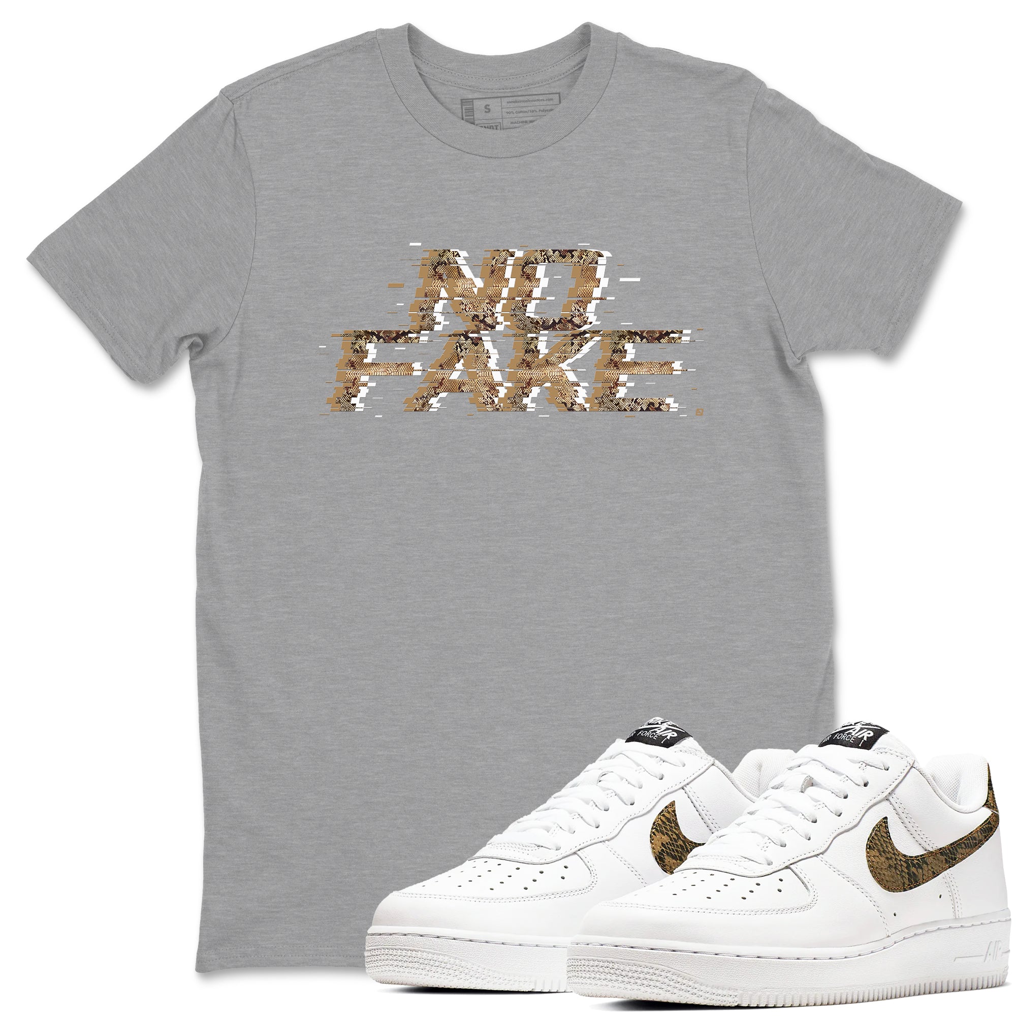 No Fake Glitch snkmatch Tees - Air Force 1 Ivory Snake