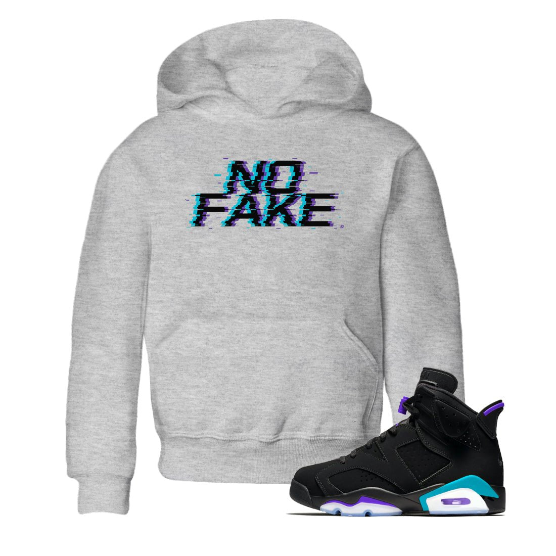 No Fake Glitch snkmatch Tee Kids - Air Jordan 6 Aqua