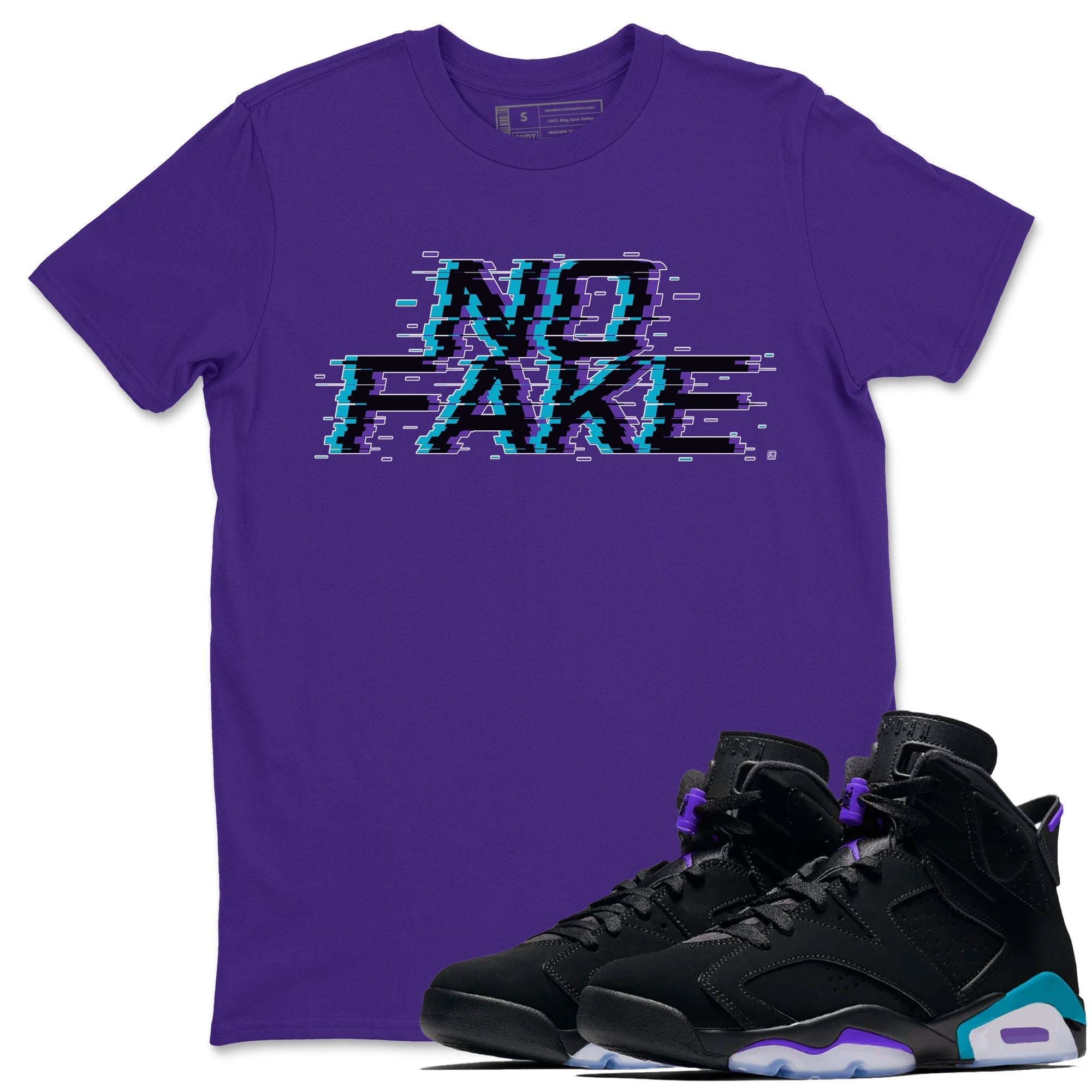 No Fake Glitch snkmatch Tee - Air Jordan 6 Aqua