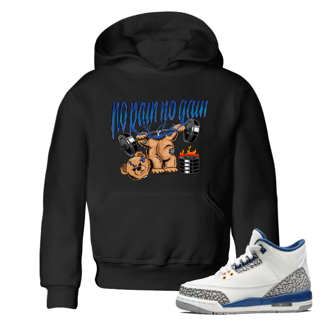 No Pain No Gain Kids Tops - Air Jordan 3 Wizards