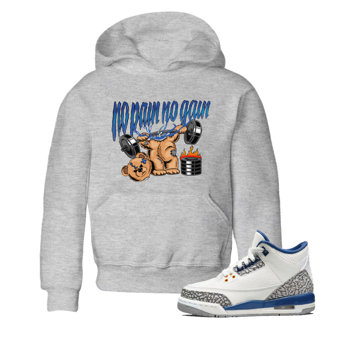 No Pain No Gain Kids Tops - Air Jordan 3 Wizards