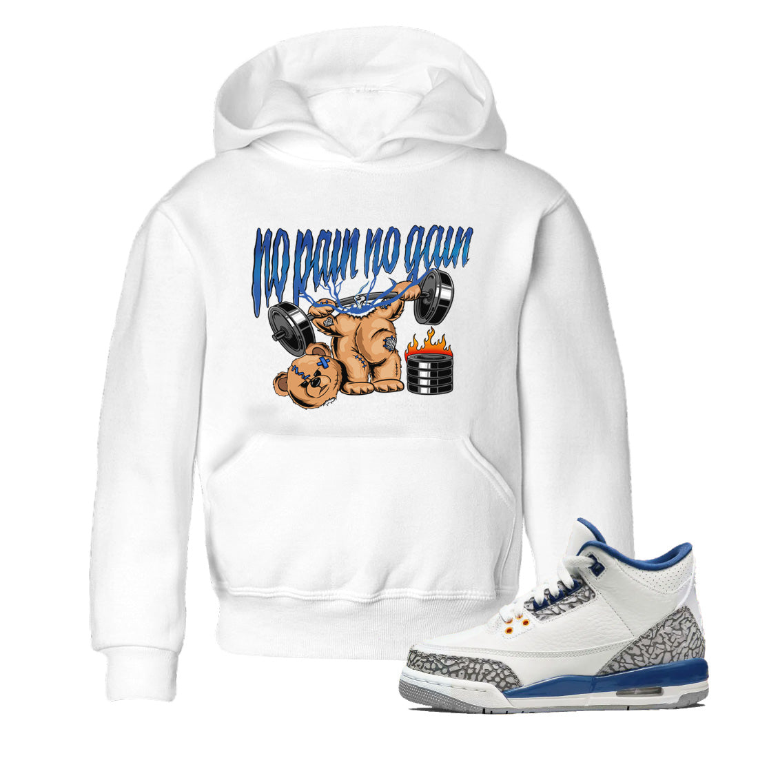 No Pain No Gain Kids Tops - Air Jordan 3 Wizards