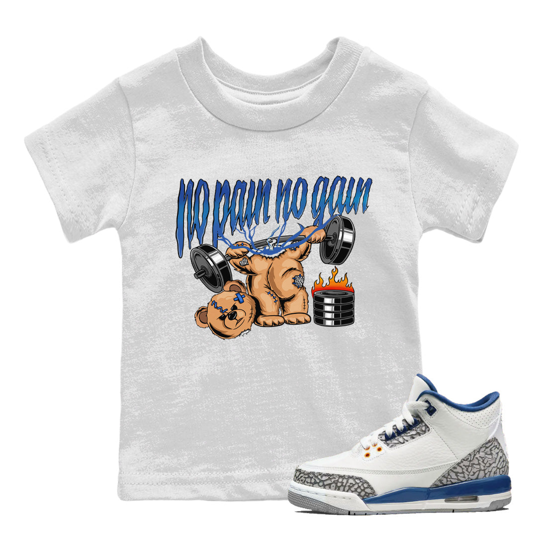 No Pain No Gain Kids Tops - Air Jordan 3 Wizards