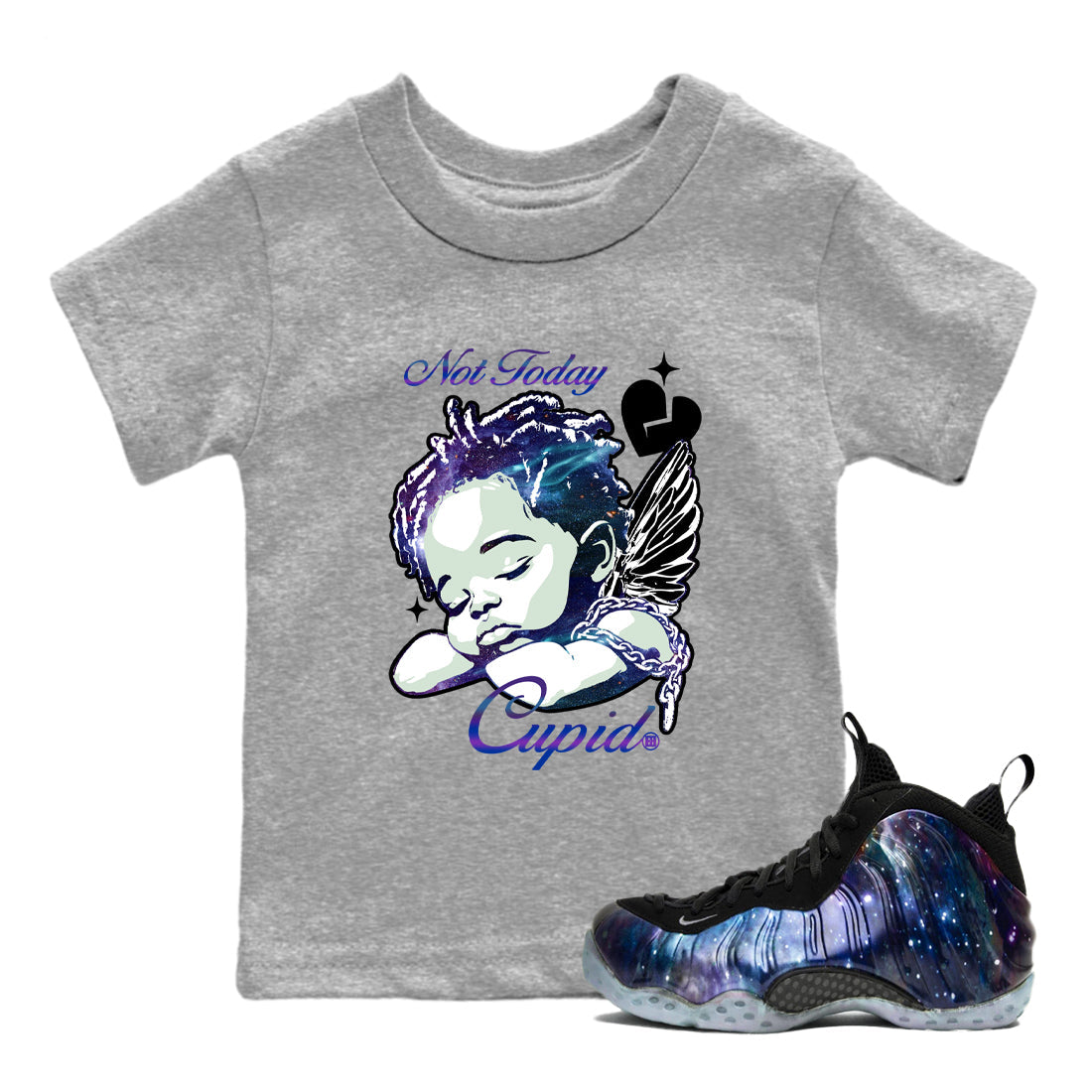 Not Today Cupid snkmatch Tees Kids - Air Foamposite One Galaxy