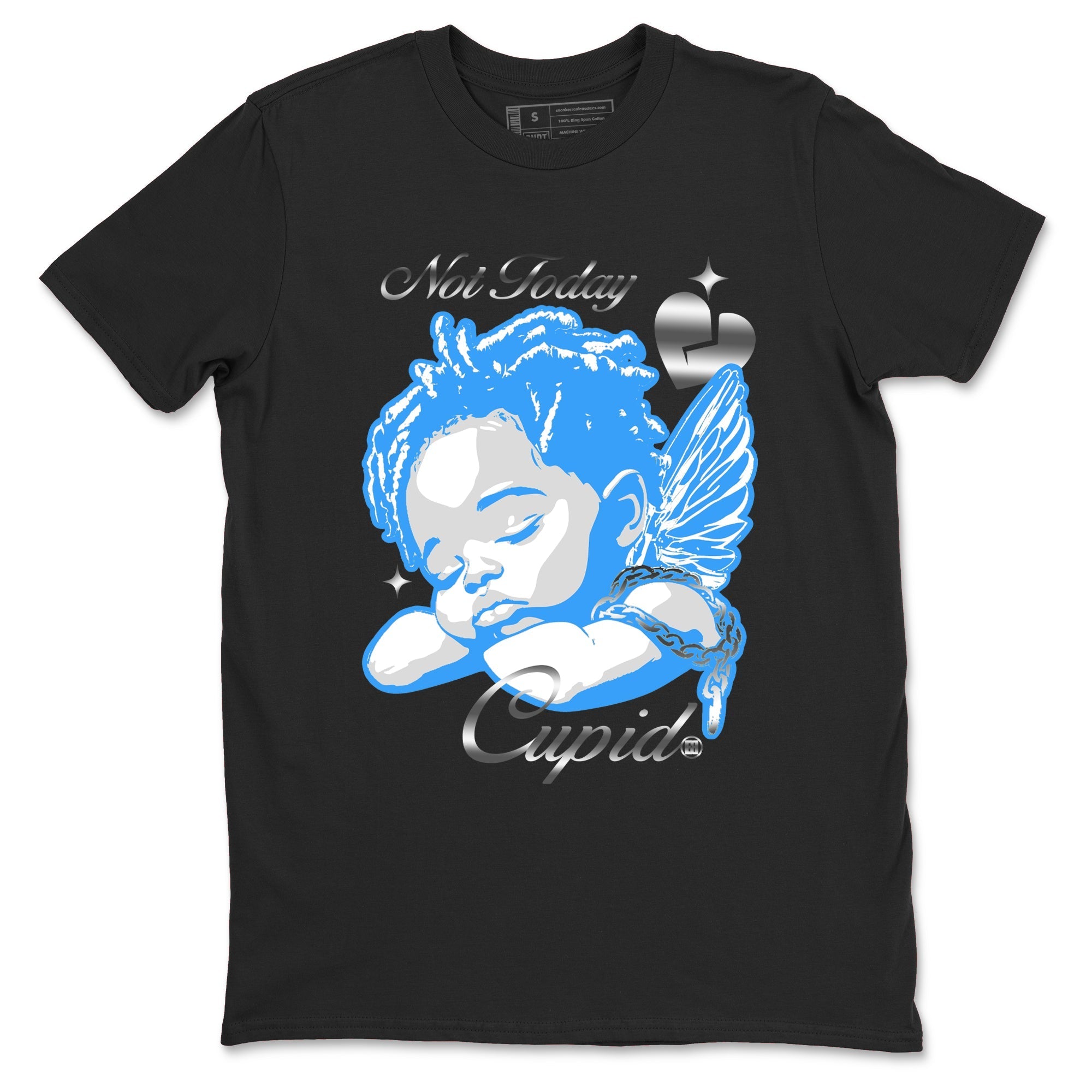 Not Today Cupid snkmatch Tees - Air Jordan 12 White and University Blue