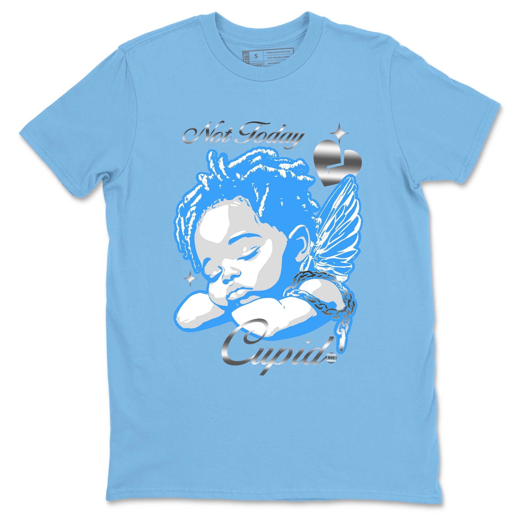 Not Today Cupid snkmatch Tees - Air Jordan 12 White and University Blue