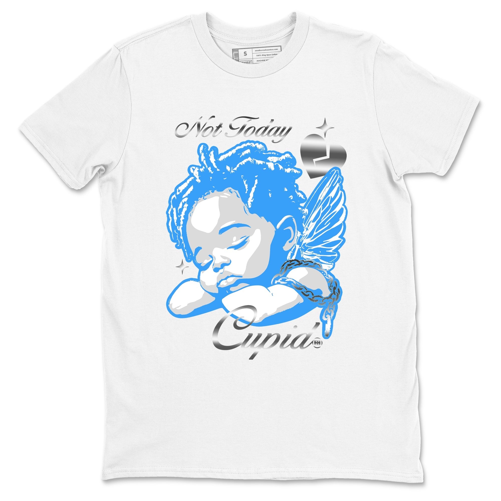 Not Today Cupid snkmatch Tees - Air Jordan 12 White and University Blue