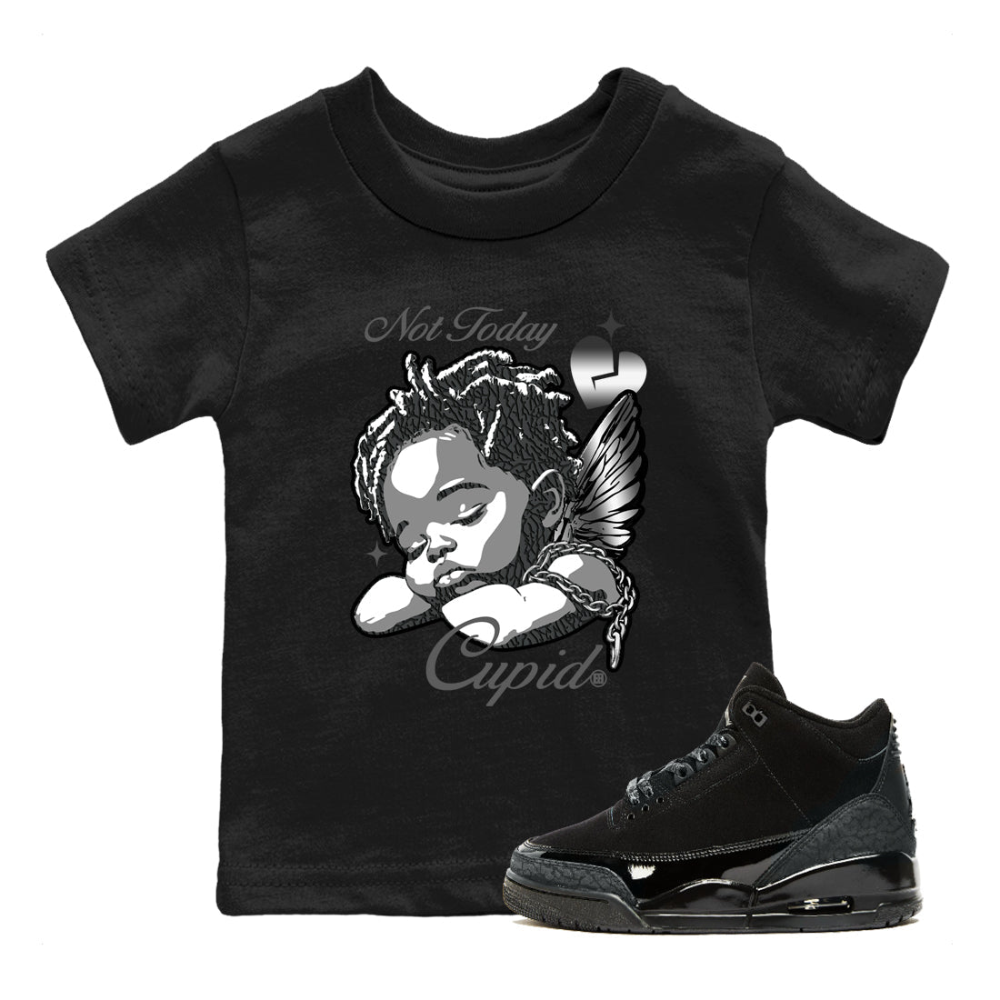 Not Today Cupid snkmatch Tees Kids - Air Jordan 3 Black Cat