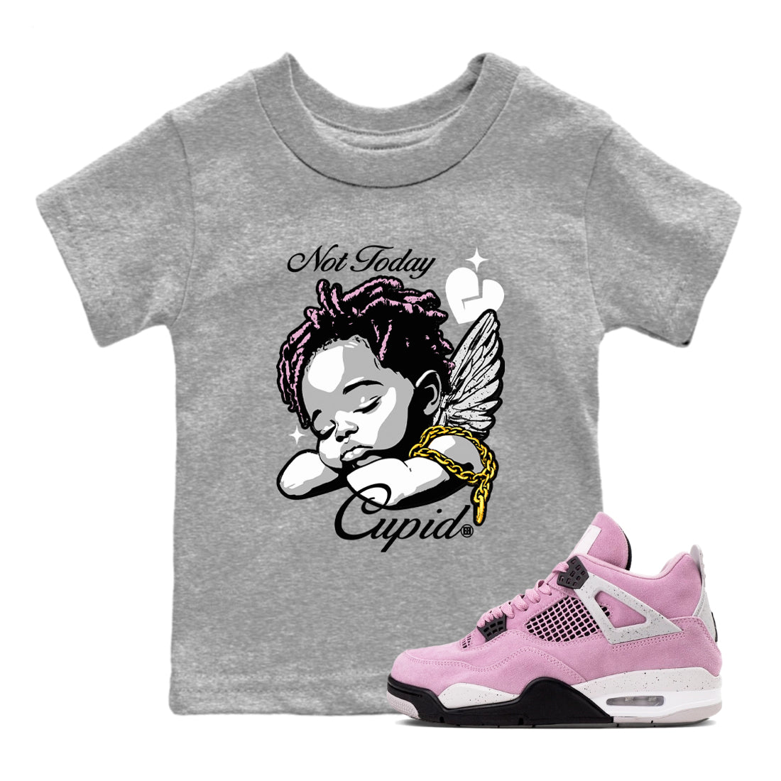Not Today Cupid snkmatch Tees Kids - Air Jordan 4 Orchid