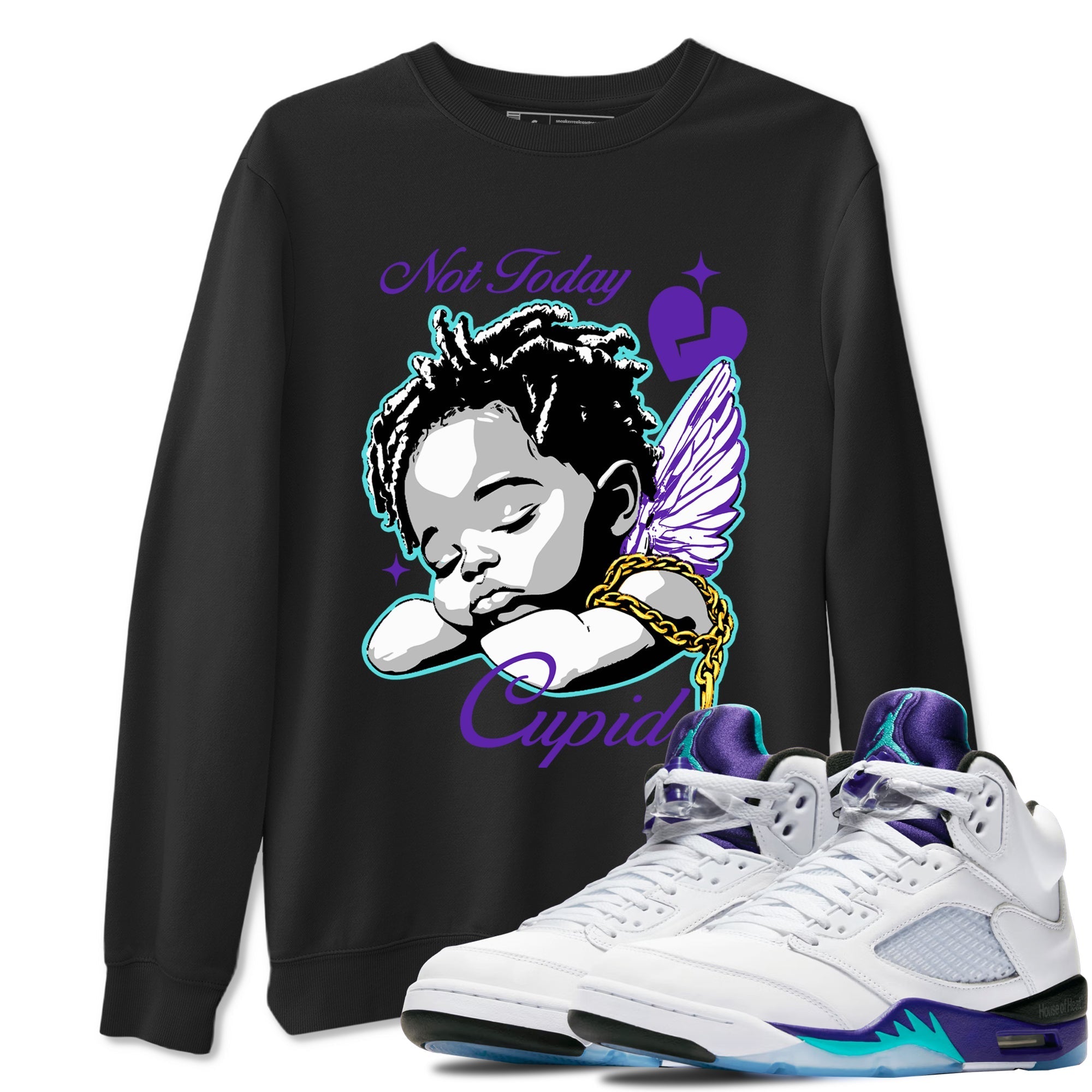 Not Today Cupid snkmatch Tees - Air Jordan 5 Grape