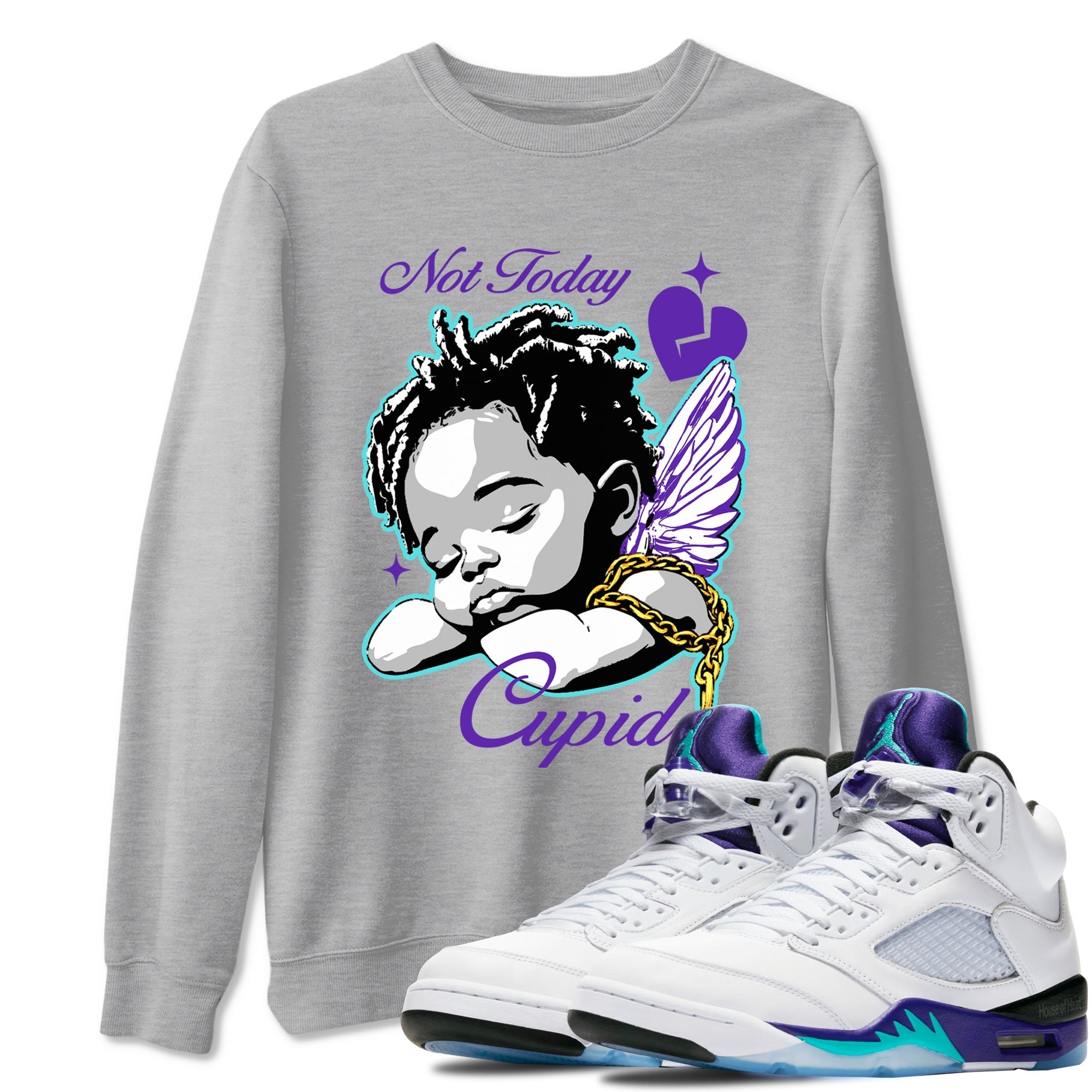 Not Today Cupid snkmatch Tees - Air Jordan 5 Grape