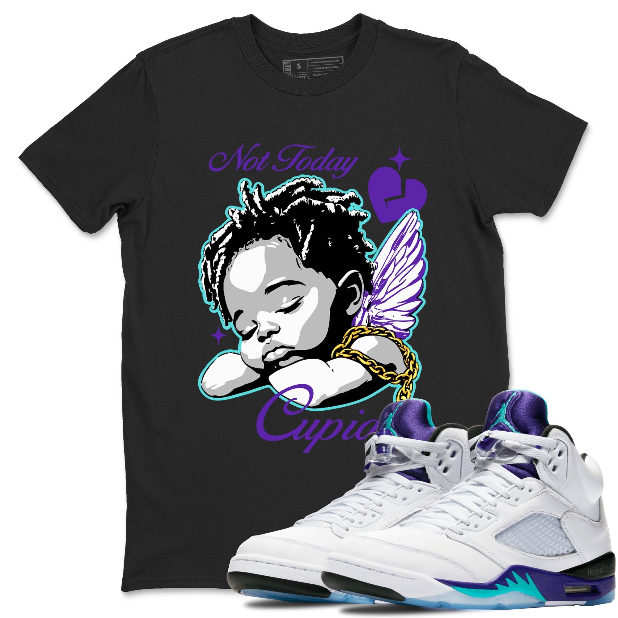 Not Today Cupid snkmatch Tees - Air Jordan 5 Grape