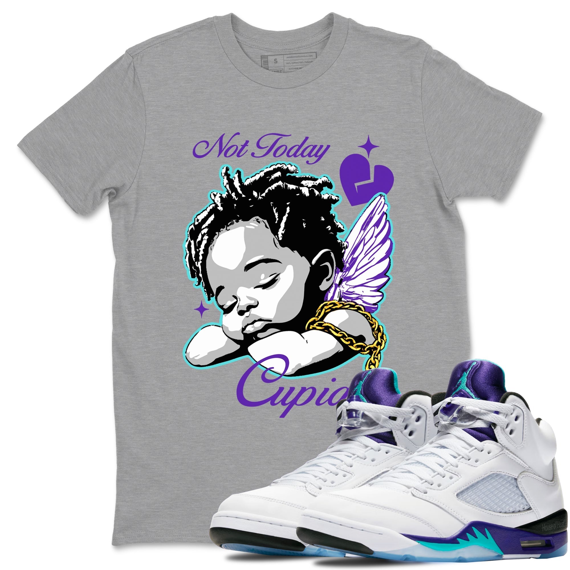 Not Today Cupid snkmatch Tees - Air Jordan 5 Grape