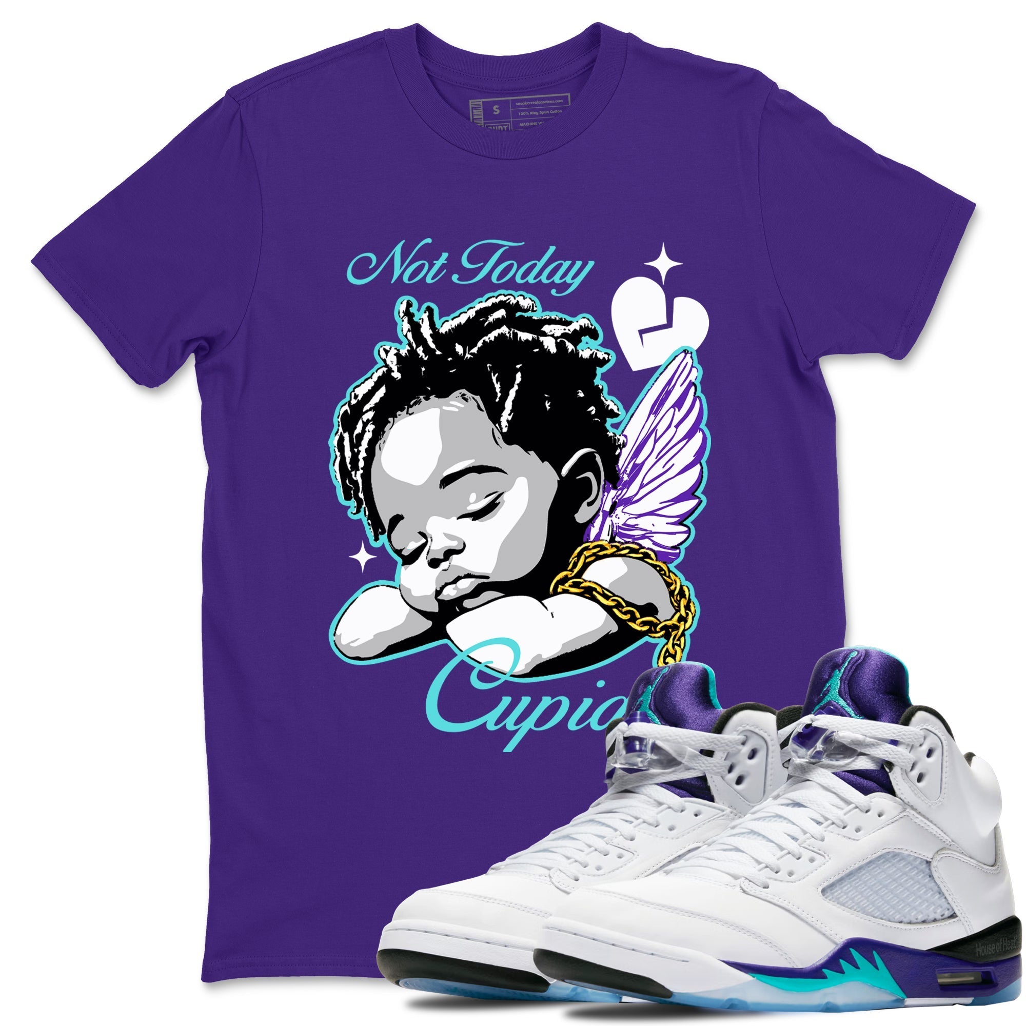 Not Today Cupid snkmatch Tees - Air Jordan 5 Grape