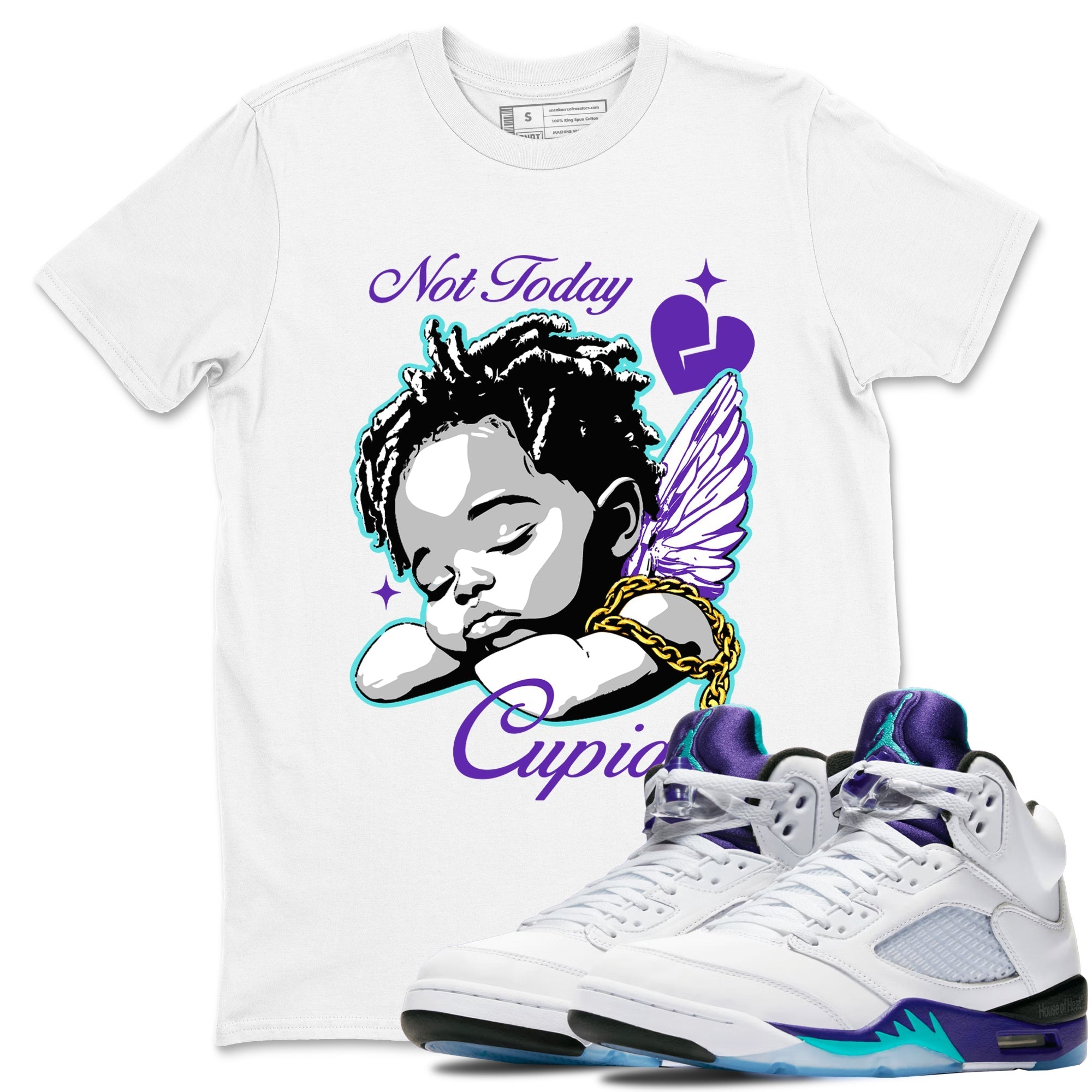 Not Today Cupid snkmatch Tees - Air Jordan 5 Grape