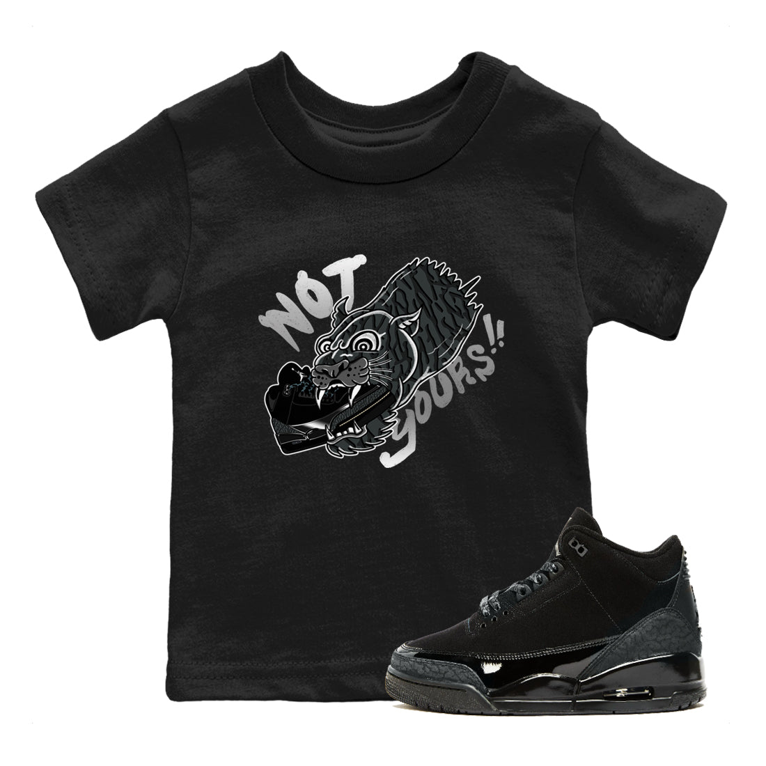 Not Yours snkmatch Tees Kids - Air Jordan 3 Black Cat