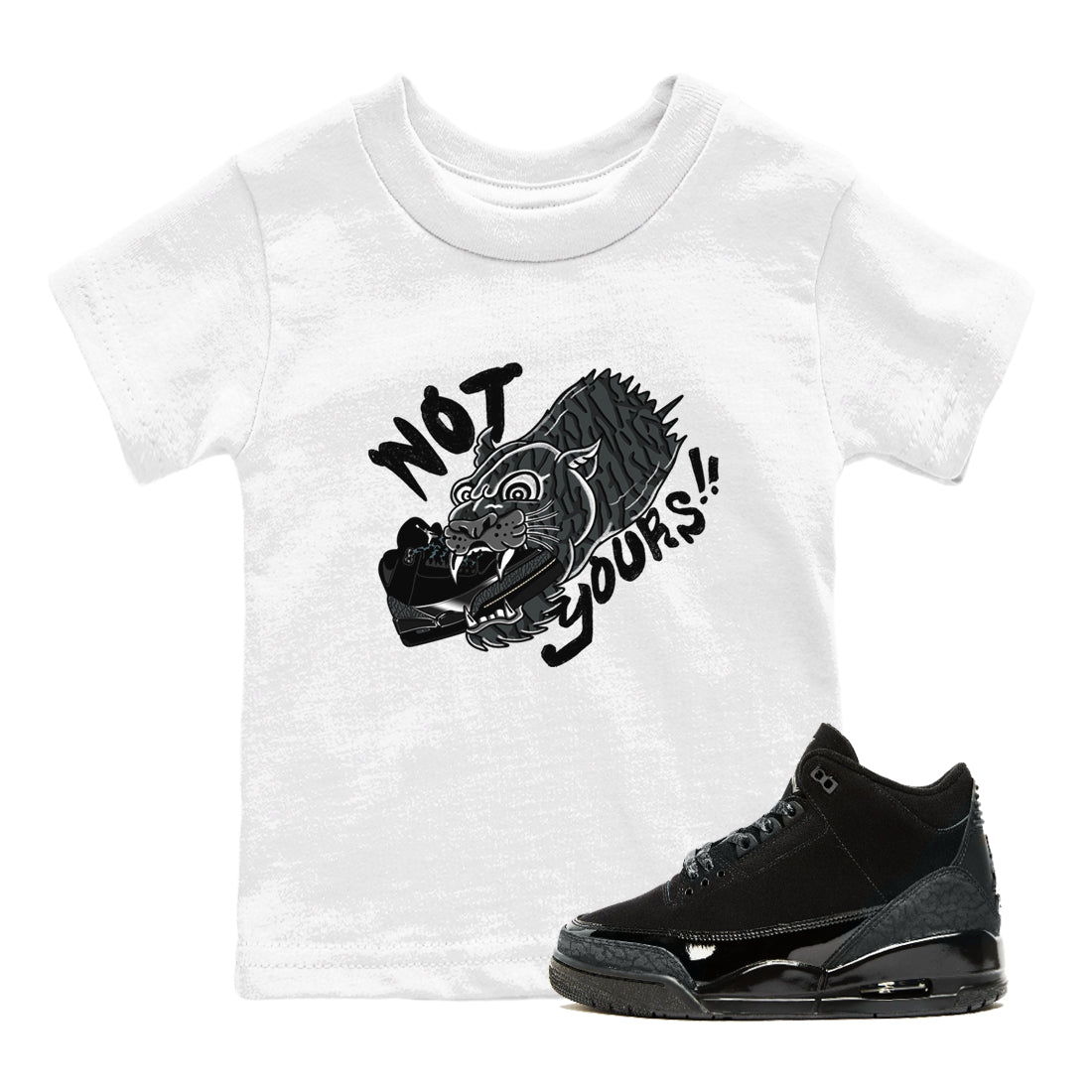 Not Yours snkmatch Tees Kids - Air Jordan 3 Black Cat