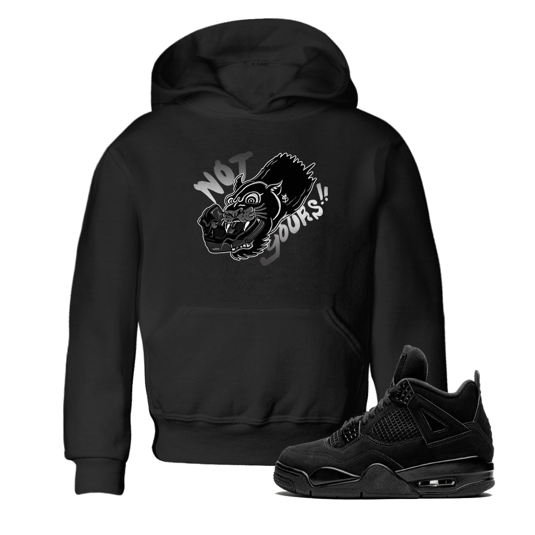 Not Yours snkmatch Tees Kids - Air Jordan 4 Black Cat