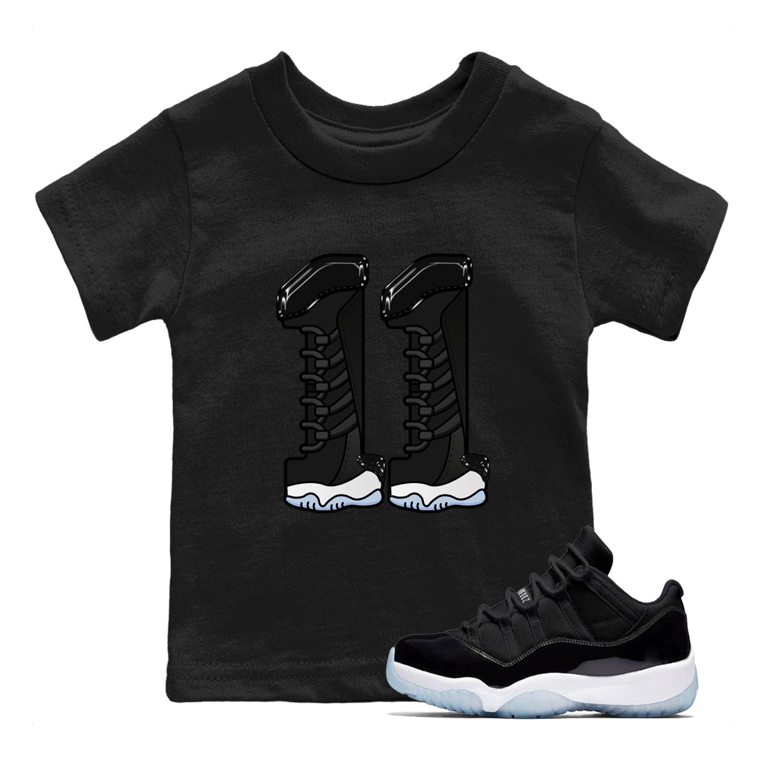 Number 11 snkmatch Tee Kids - Air Jordan 11 Black and Varsity Royal