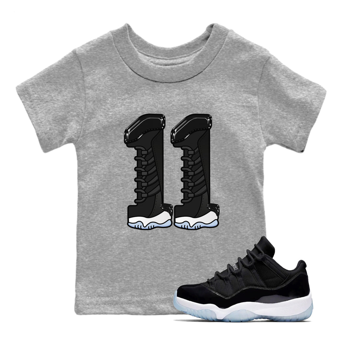 Number 11 snkmatch Tee Kids - Air Jordan 11 Black and Varsity Royal