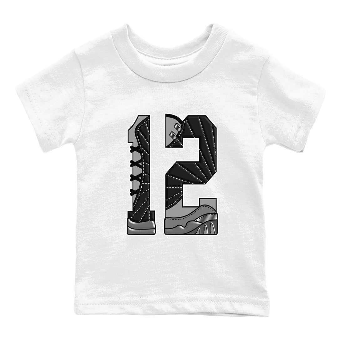 Number 12 snkmatch Tees Kids - Air Jordan 12 Black Wolf Grey
