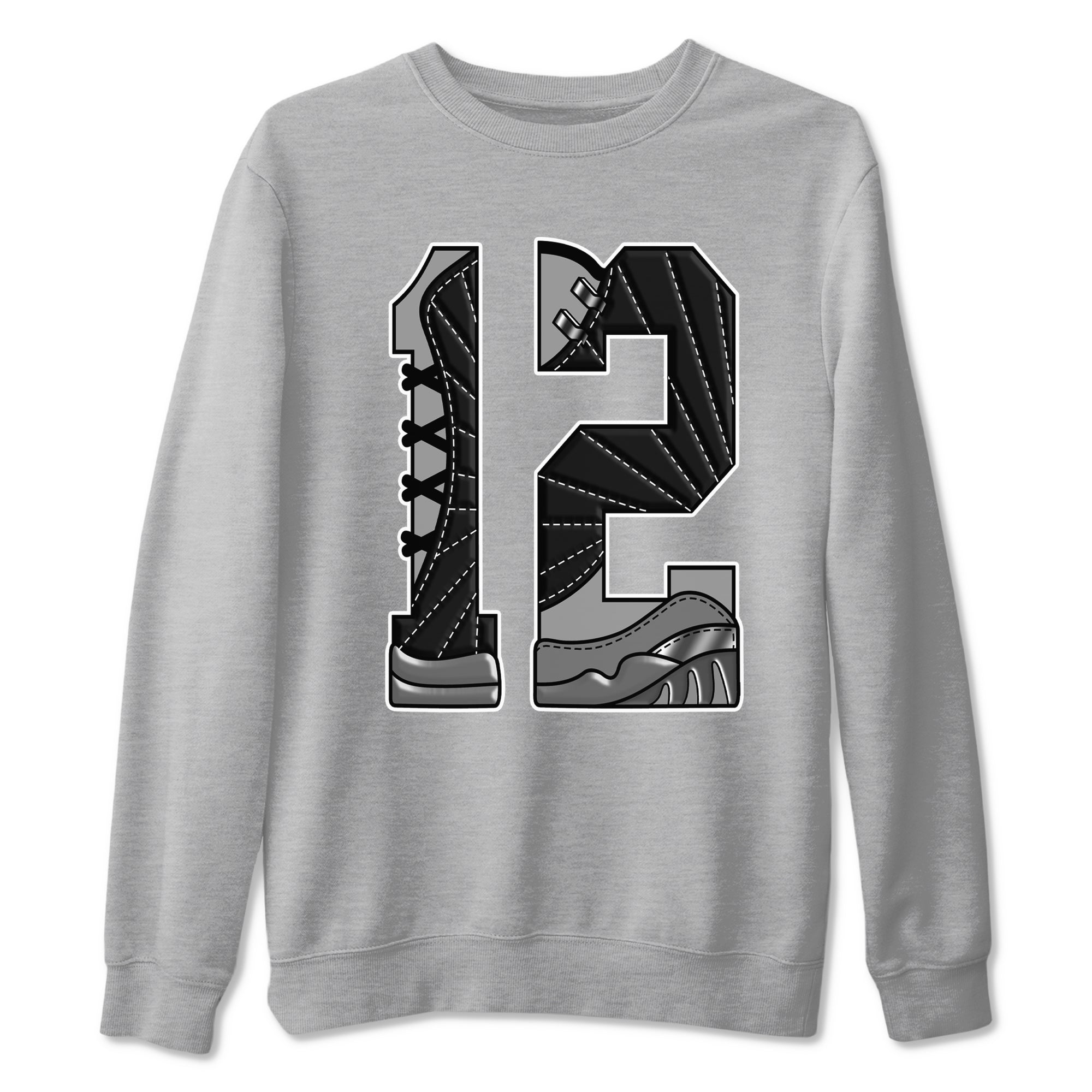 Number 12 snkmatch Tees - Air Jordan 12 Black Wolf Grey