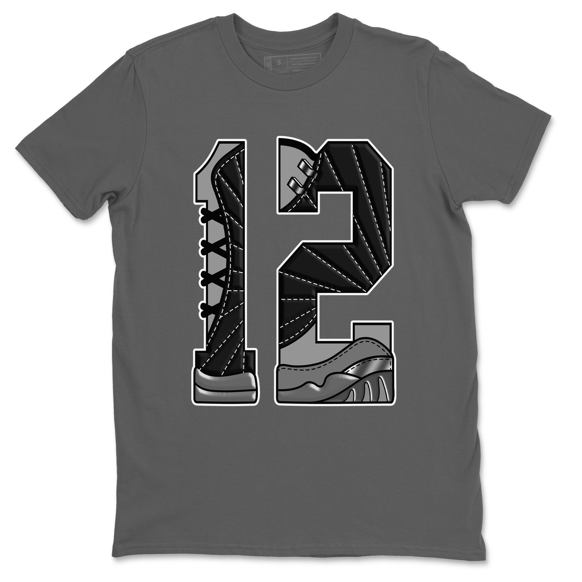 Number 12 snkmatch Tees - Air Jordan 12 Black Wolf Grey