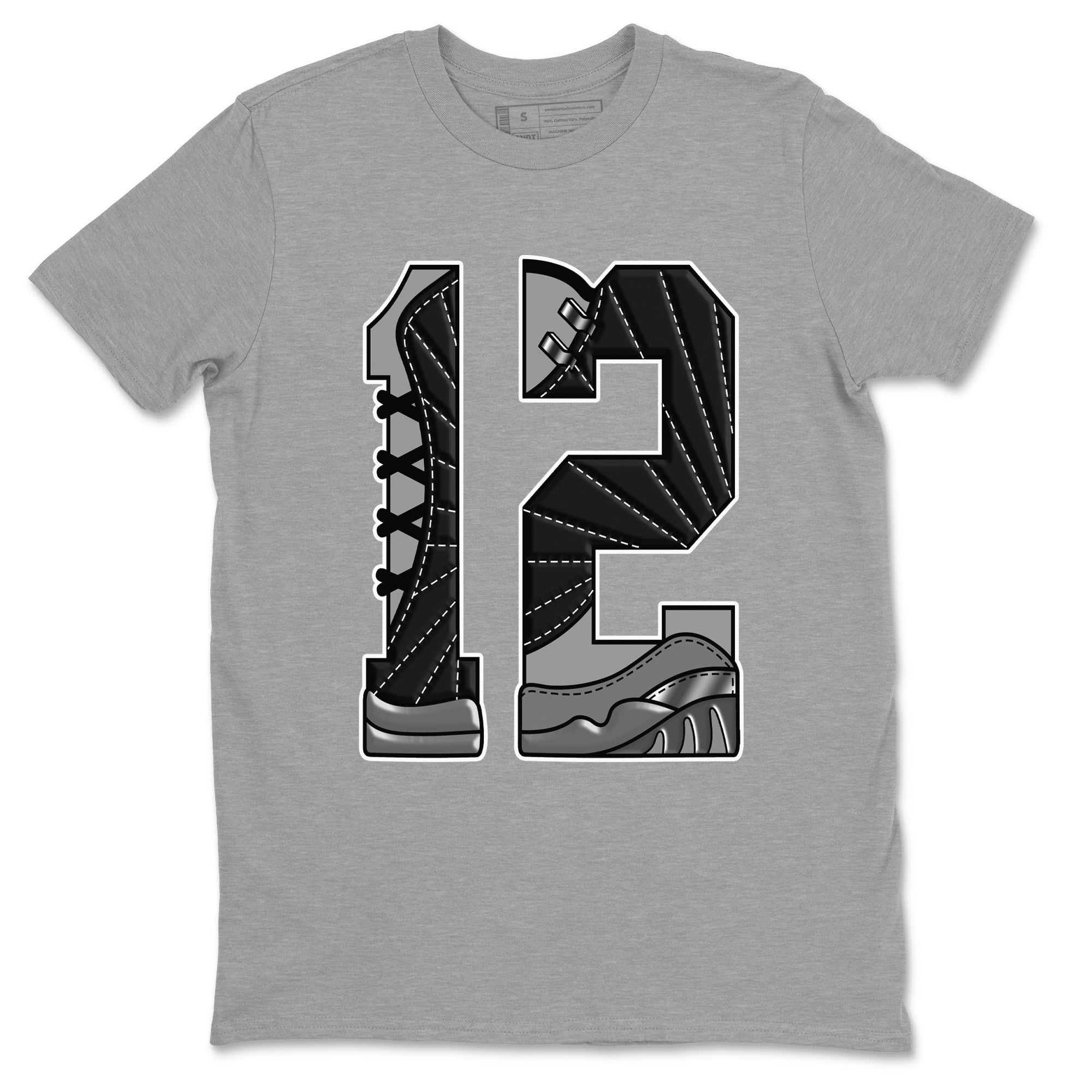 Number 12 snkmatch Tees - Air Jordan 12 Black Wolf Grey