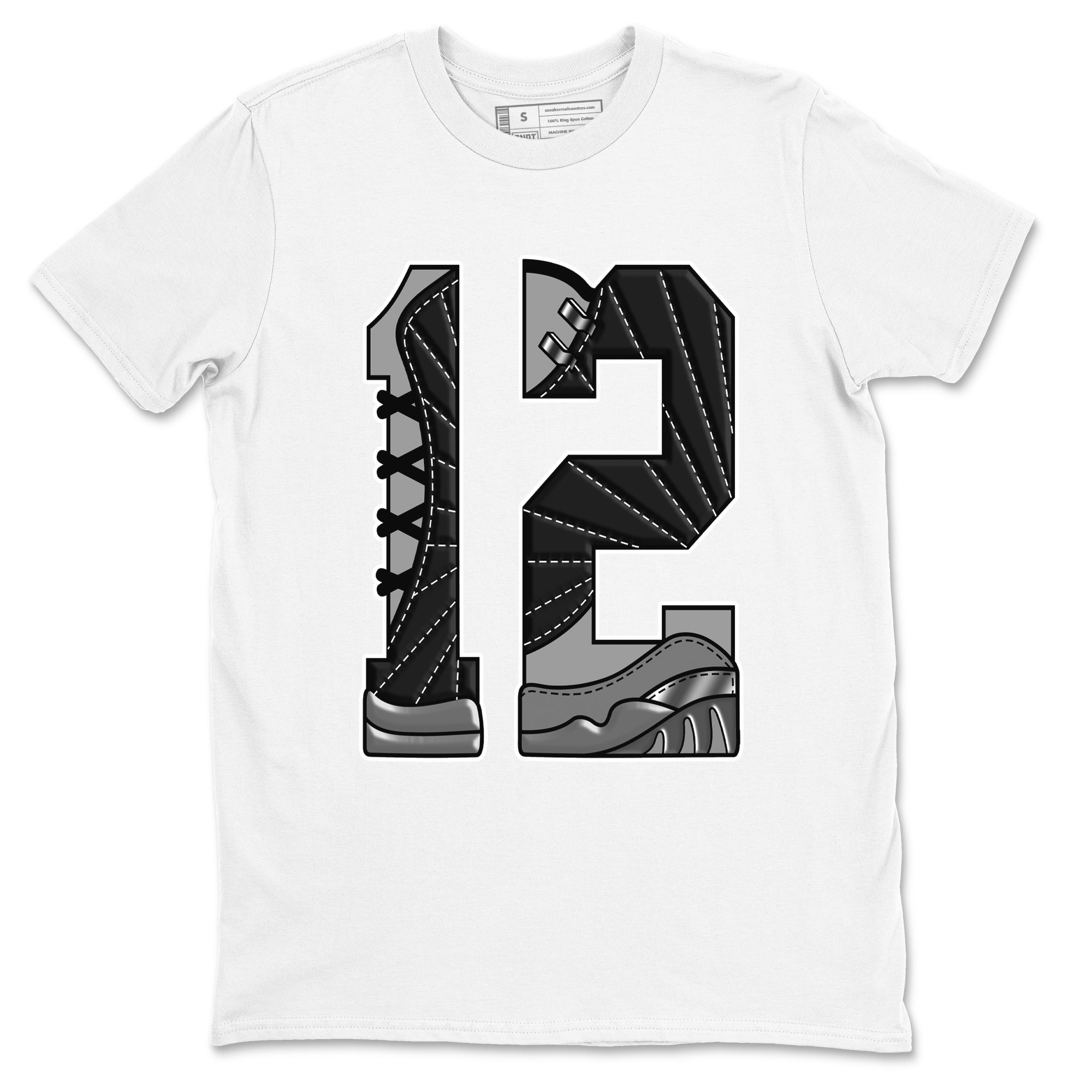 Number 12 snkmatch Tees - Air Jordan 12 Black Wolf Grey
