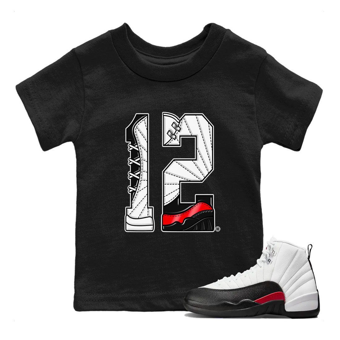 Number 12 snkmatch Tees Kids - Air Jordan 12 Taxi Flip