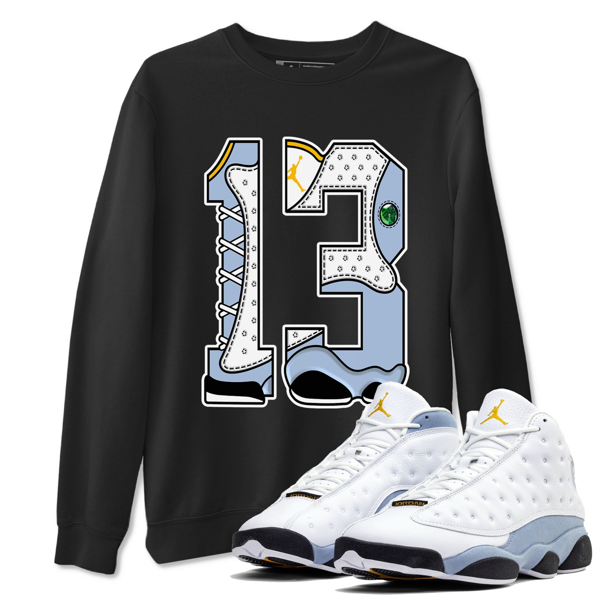 Number 13 snkmatch Tees - Air Jordan 13 Blue Grey