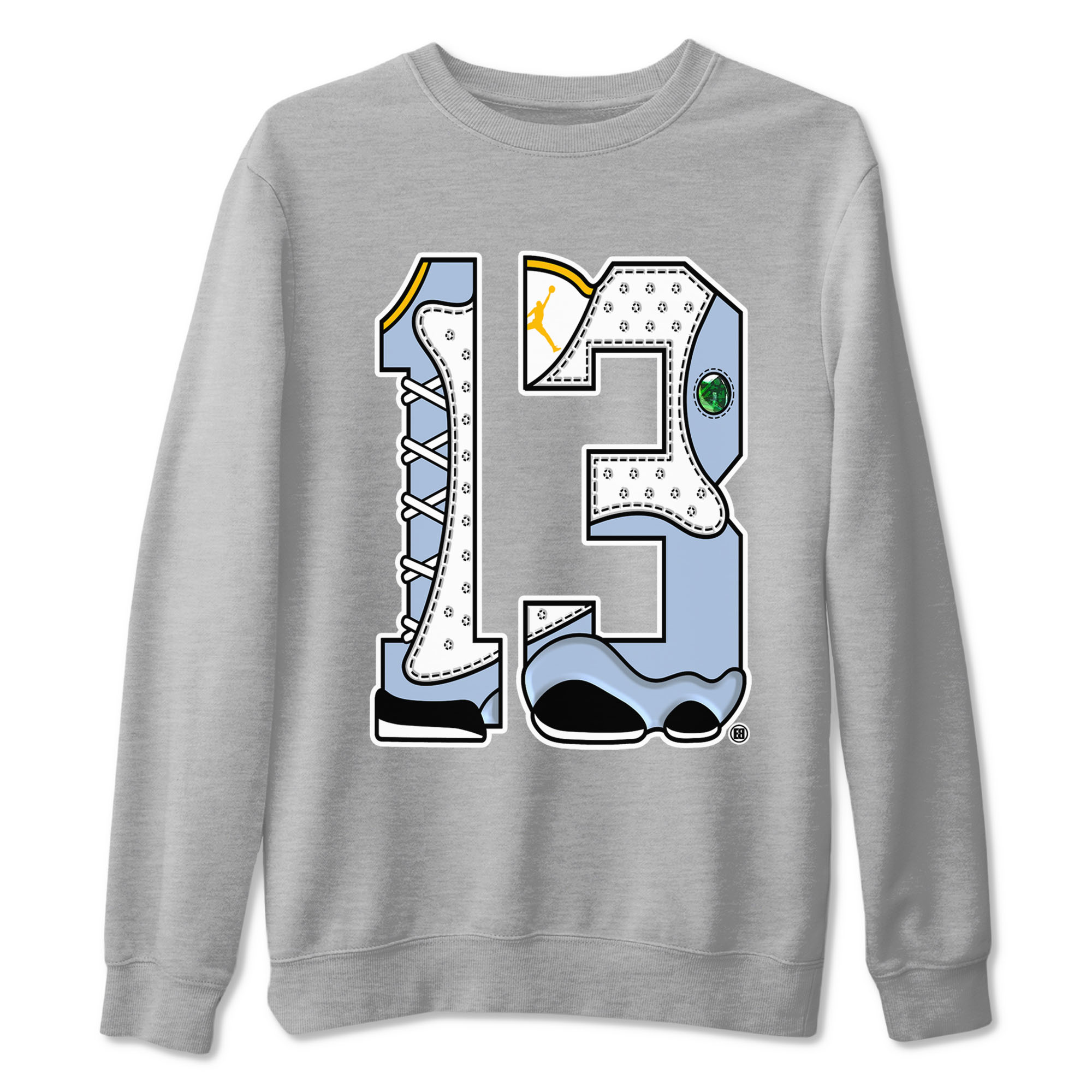 Number 13 snkmatch Tees - Air Jordan 13 Blue Grey
