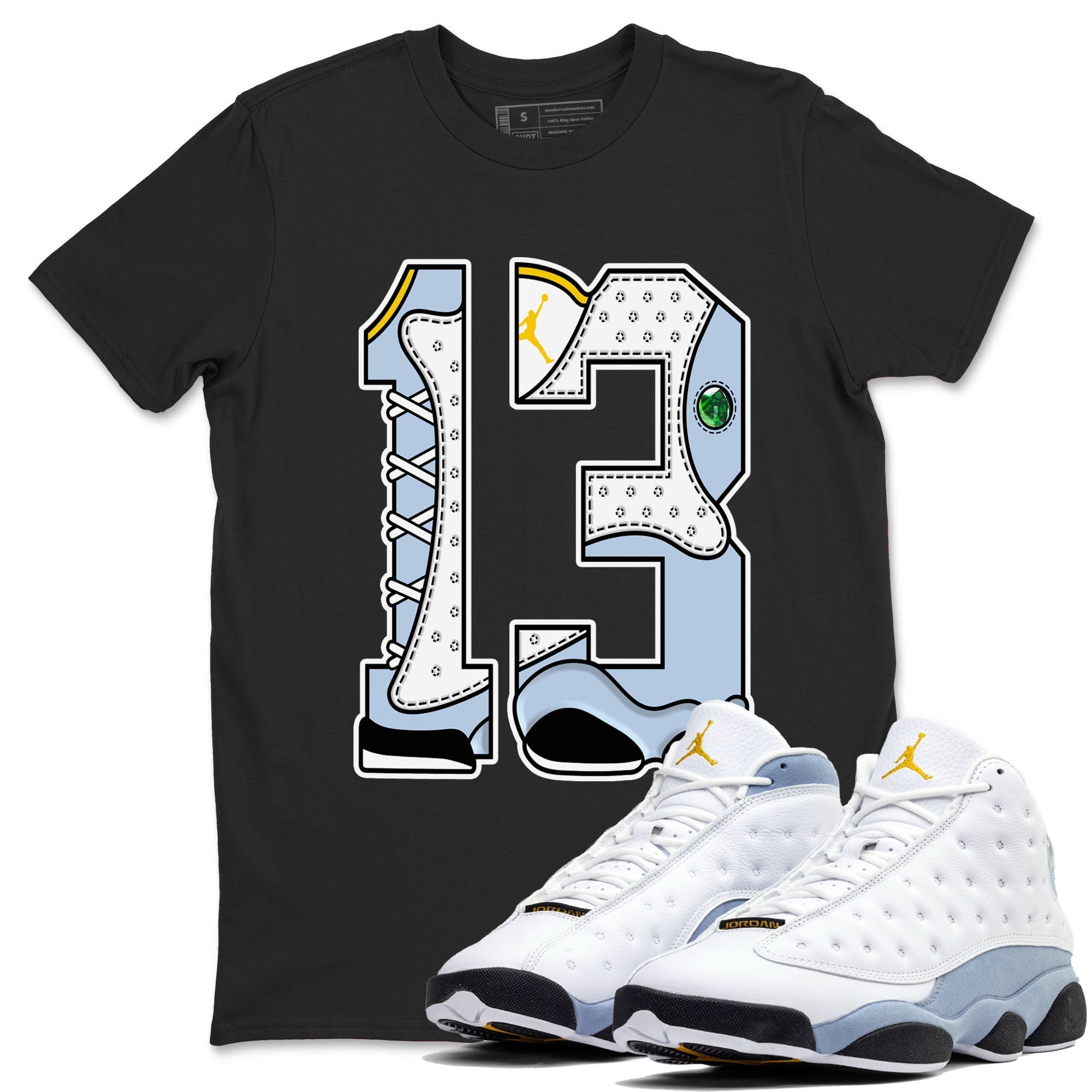 Number 13 snkmatch Tees - Air Jordan 13 Blue Grey