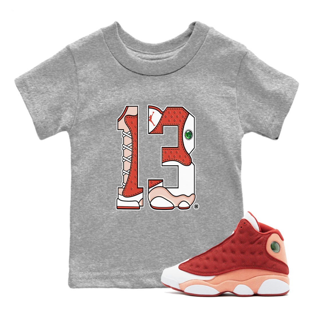 Number 13 snkmatch Tees Kids - Air Jordan 13 Dune Red