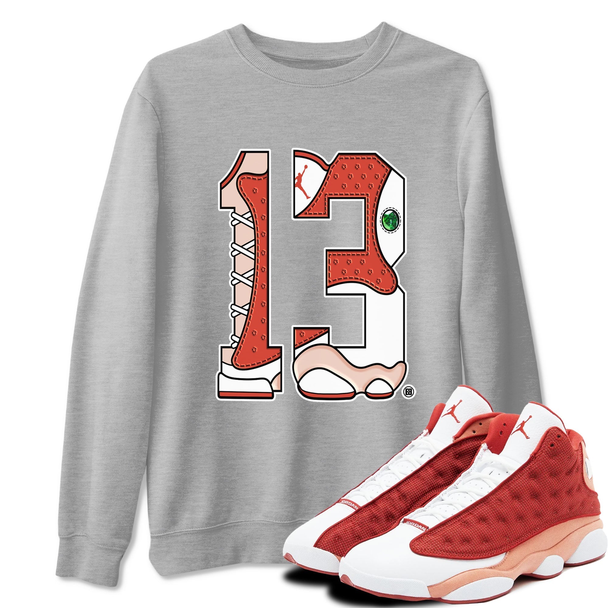 Number 13 snkmatch Tees - Air Jordan 13 Dune Red