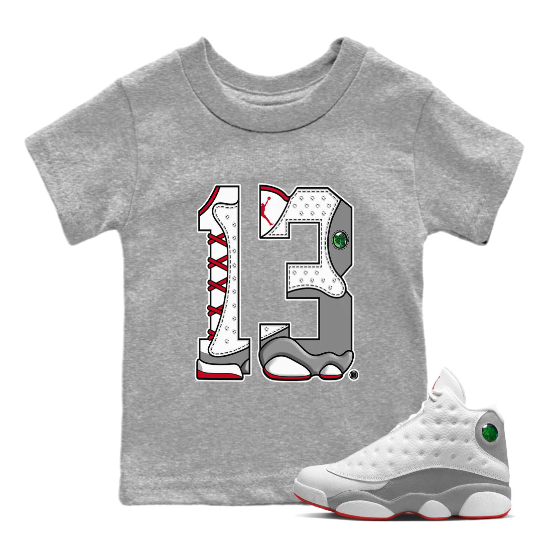 Number 13 Kids Tops - Air Jordan 13 Wolf Grey