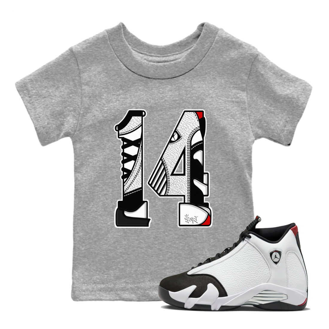 Number 14 snkmatch Tees Kids - Air Jordan 14 Black Toe