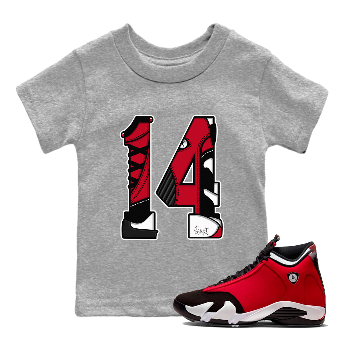 Number 14 snkmatch Tees Kids - Air Jordan 14 Gym Red