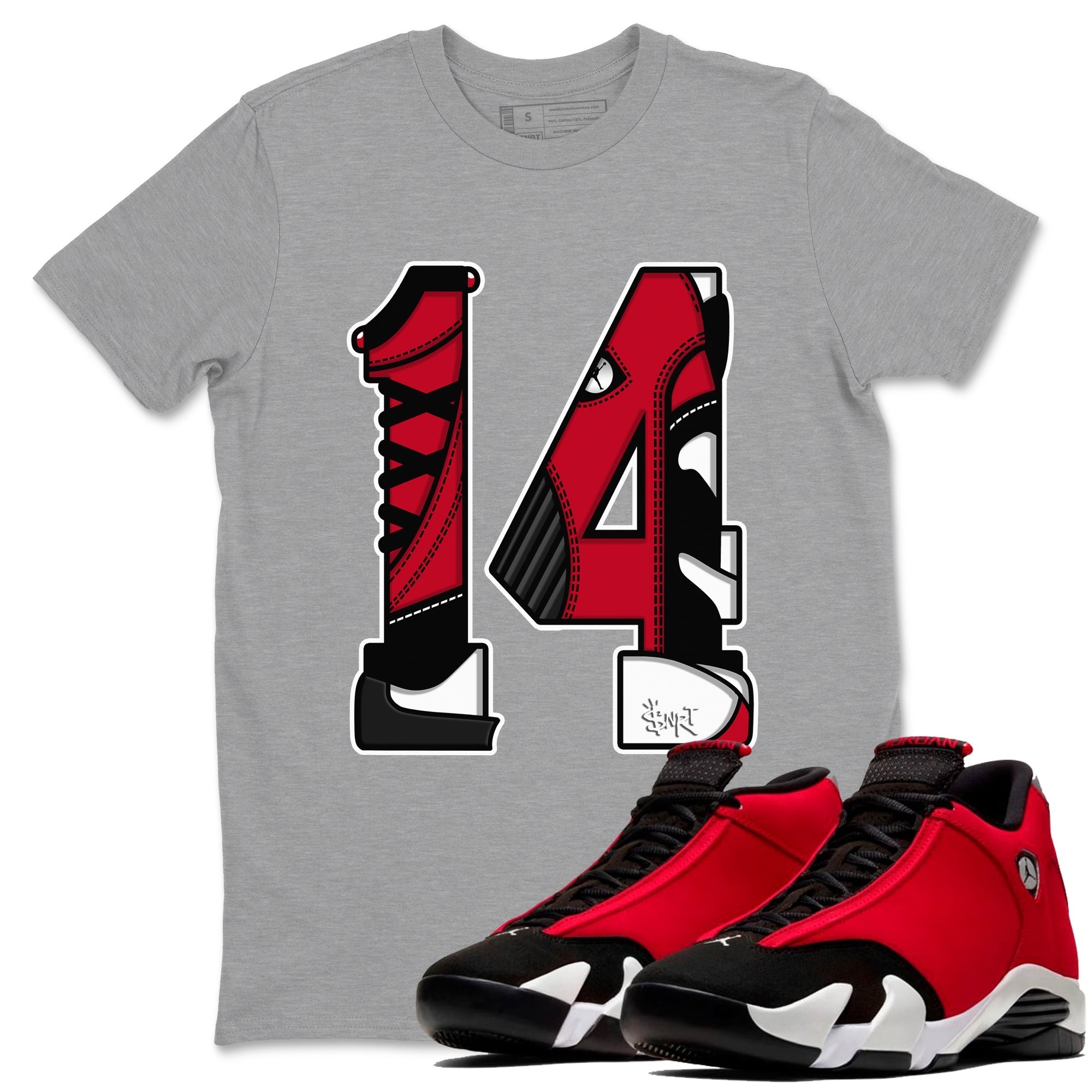 Number 14 snkmatch Tees - Air Jordan 14 Gym Red