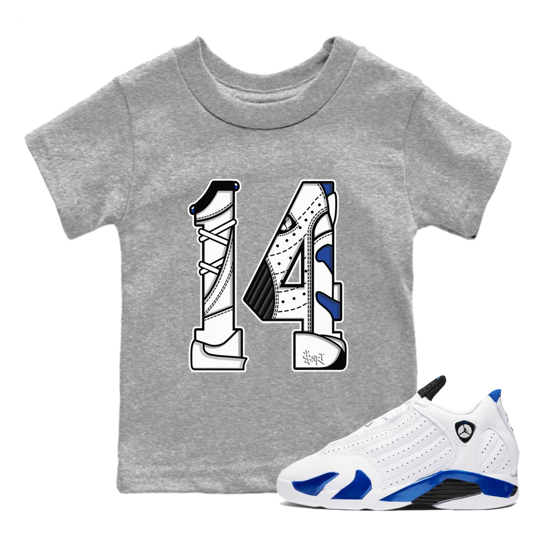 Number 14 snkmatch Tees Kids - Air Jordan 14 Hyper Royal
