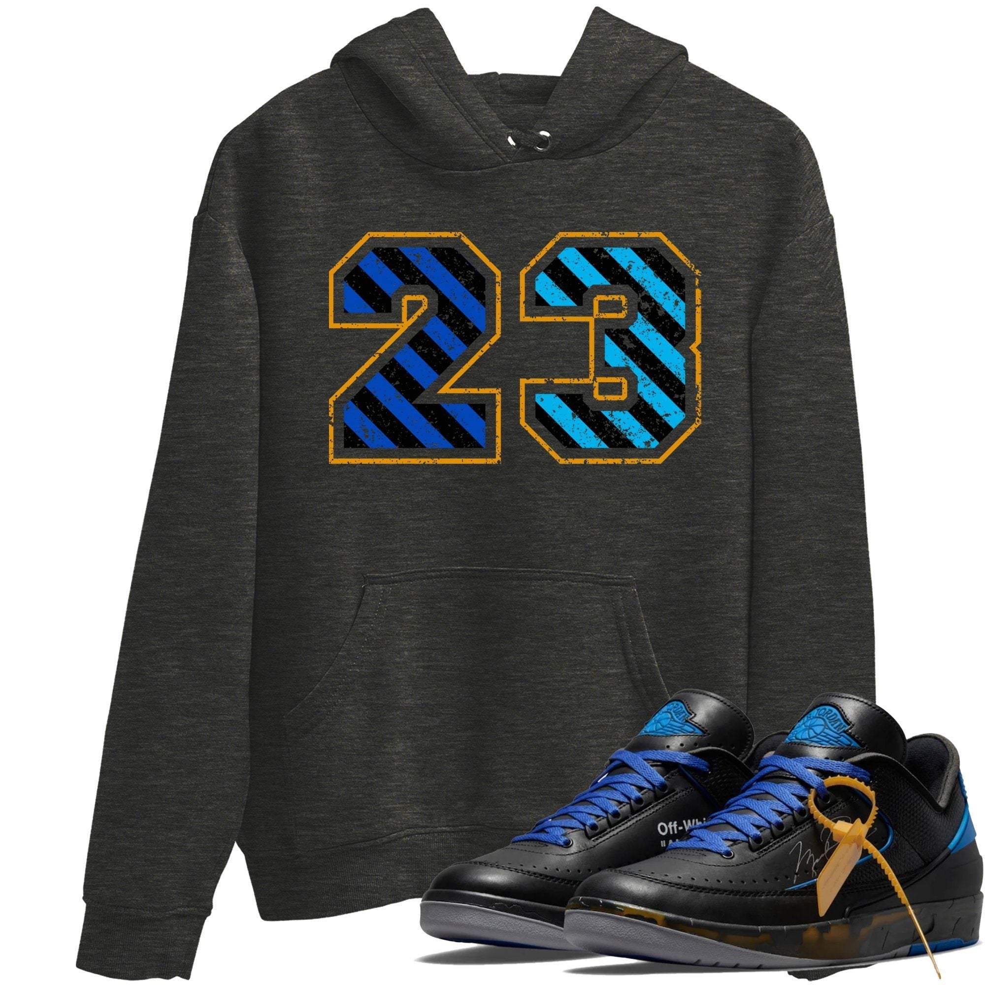 Number 23 Unisex Tops - Air Jordan 2 OFF-WHITE Black Blue