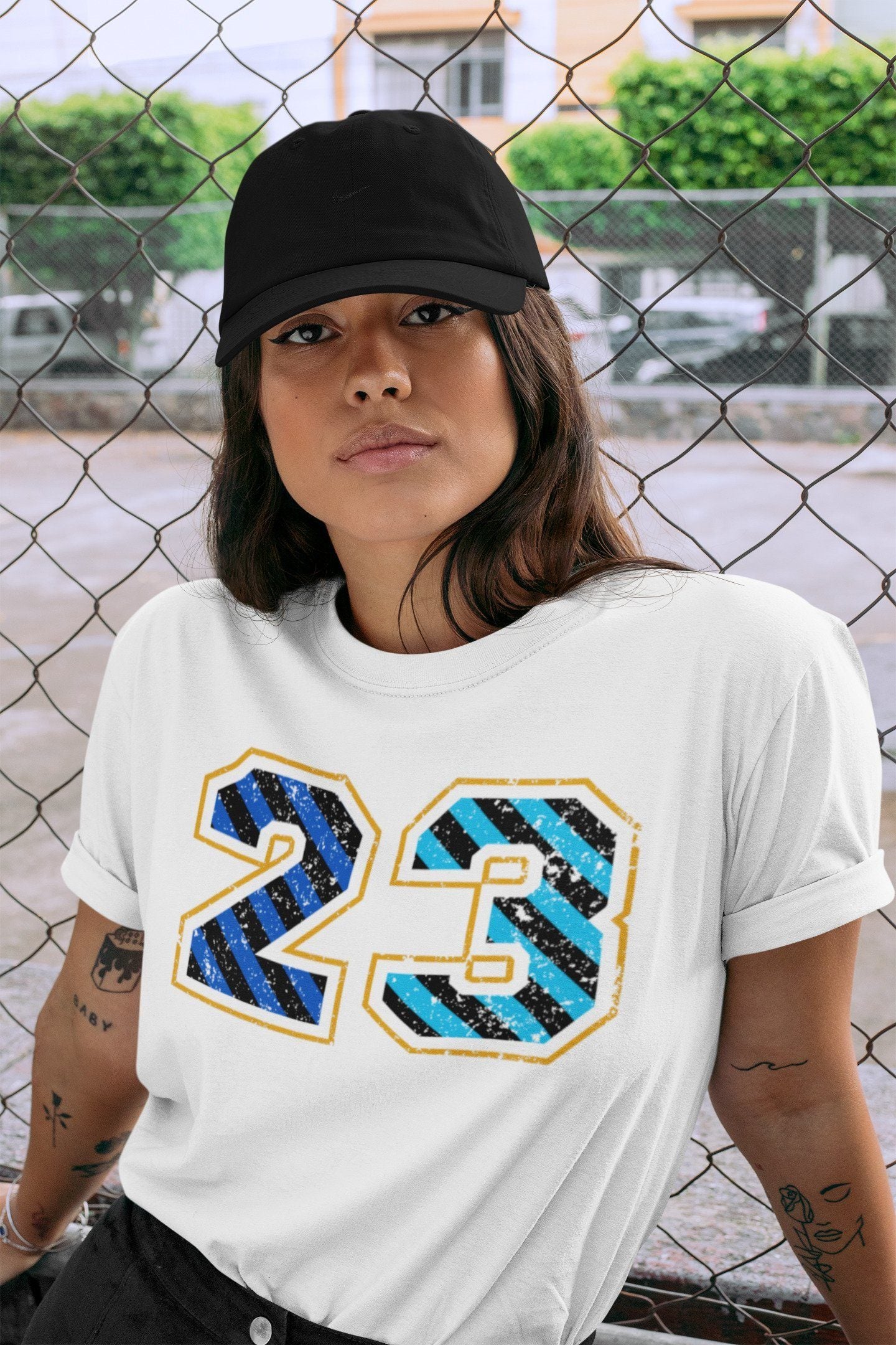 Number 23 Unisex Tops - Air Jordan 2 OFF-WHITE Black Blue