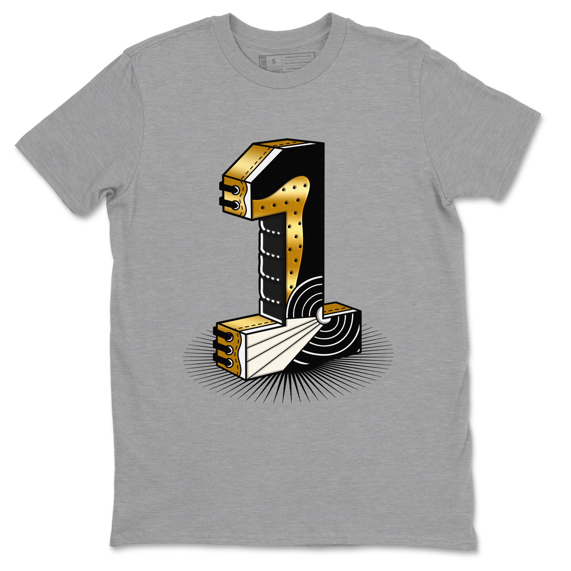 Number Statue snkmatch Tees - Air Jordan 1 Black Metallic Gold