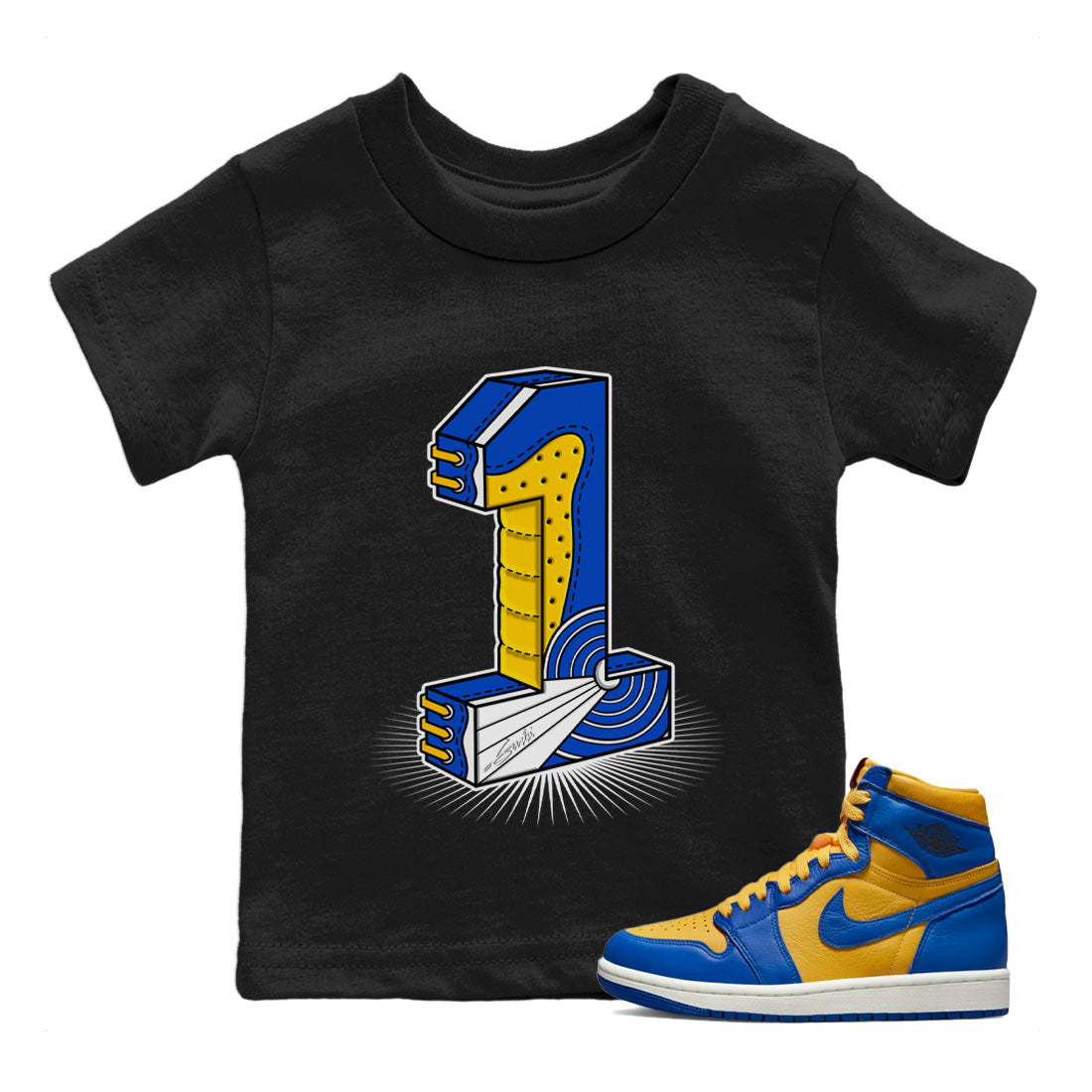 Number Statue Kids Tops - Air Jordan 1 Game Royal Varsity Maize