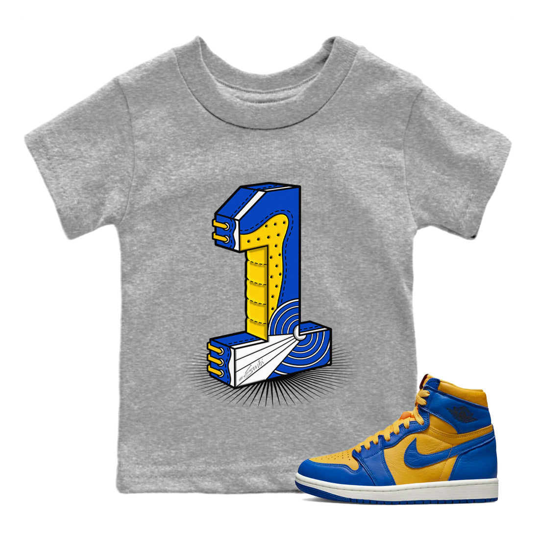 Number Statue Kids Tops - Air Jordan 1 Game Royal Varsity Maize