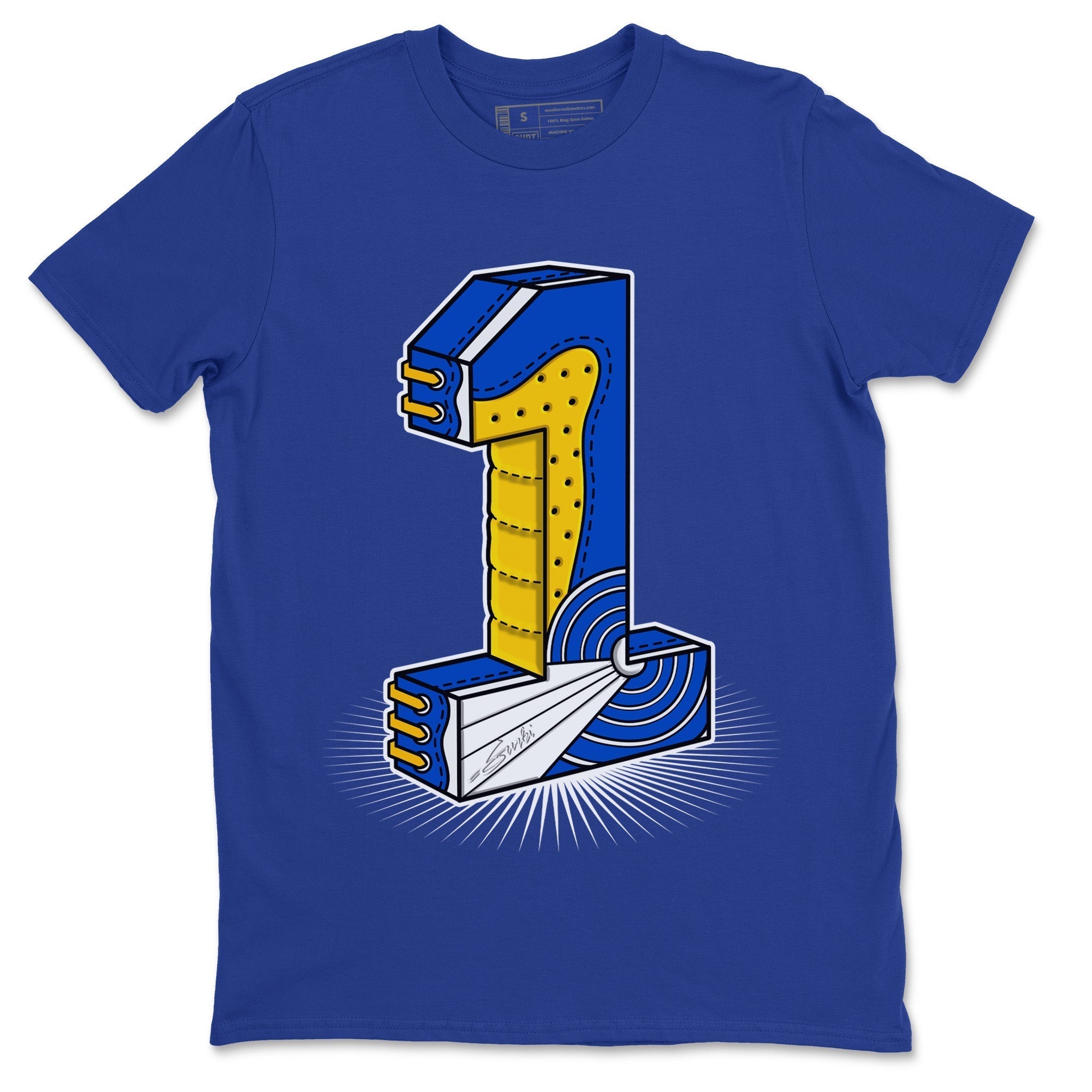 Number Statue Unisex Tops - Air Jordan 1 Game Royal Varsity Maize