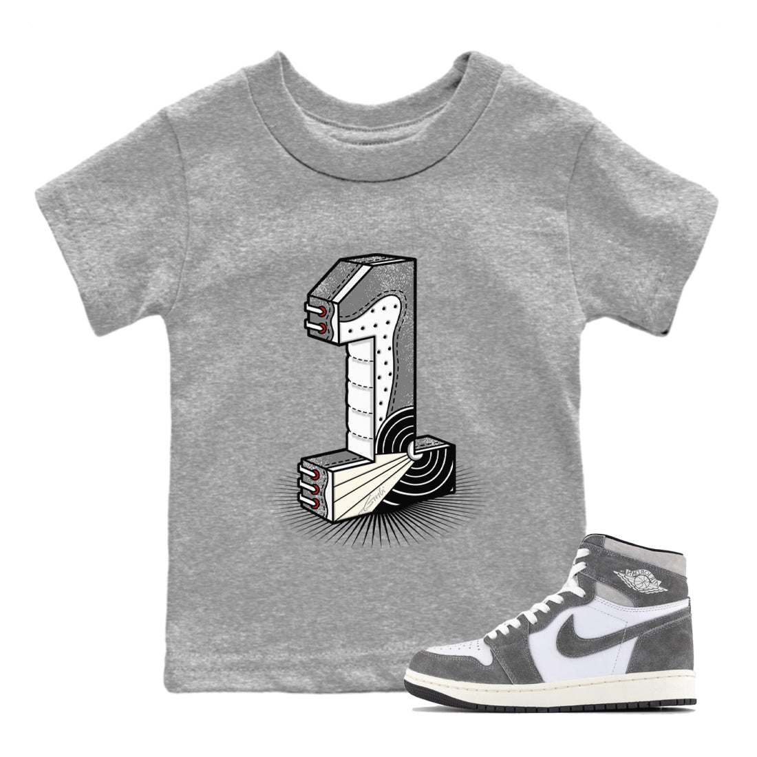 Number Statue Kids Tops - Air Jordan 1 Washed Heritage