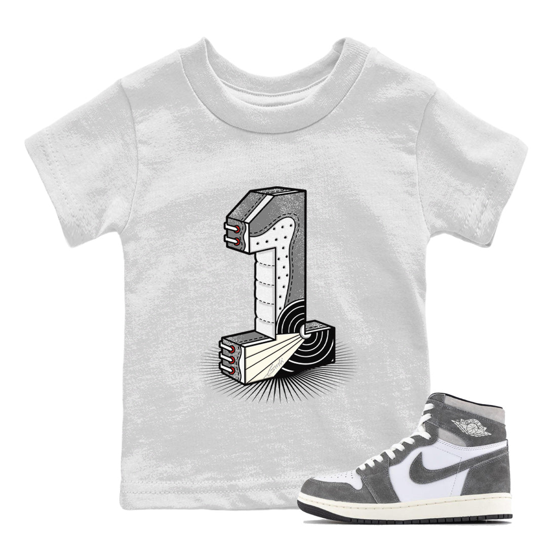 Number Statue Kids Tops - Air Jordan 1 Washed Heritage