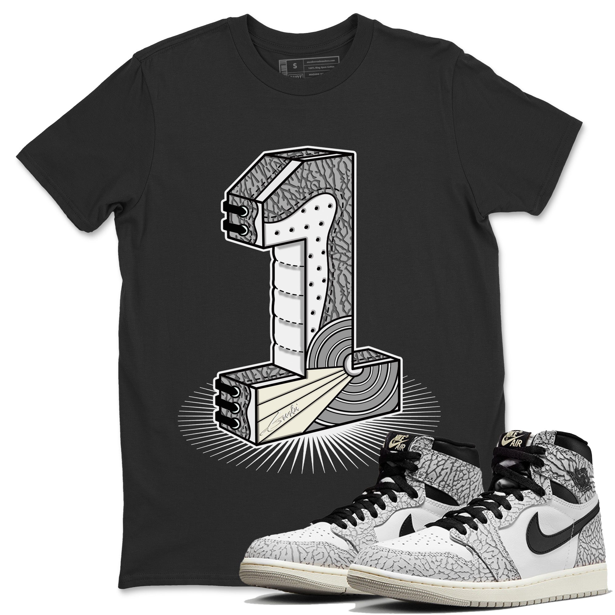 Number Statue Unisex Tops - Air Jordan 1 White Cement